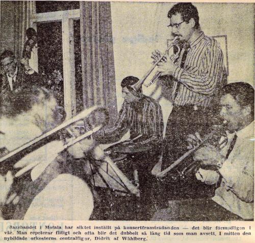 Musiker i Motala Storband på ett tidningsfoto från 1967